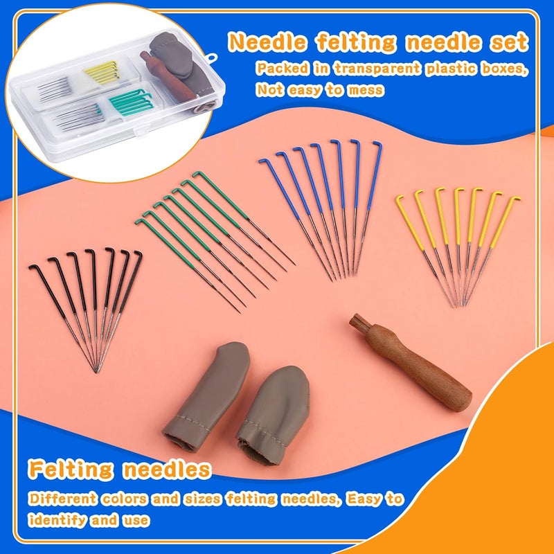 FTEVEN Needle Felting Needles, Needle Felting Tools Set Contains 28 Pcs Felting Needles in 4 Sizes, Wooden Handle, Finger Cots Felting Supplies for Beginners Adult DIY Felting Wool Craft - Image 5
